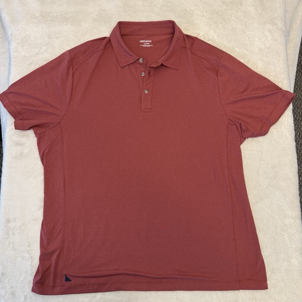UNTUCKit Clavidor Performance Polo Men 2XL Red Short Sleeve